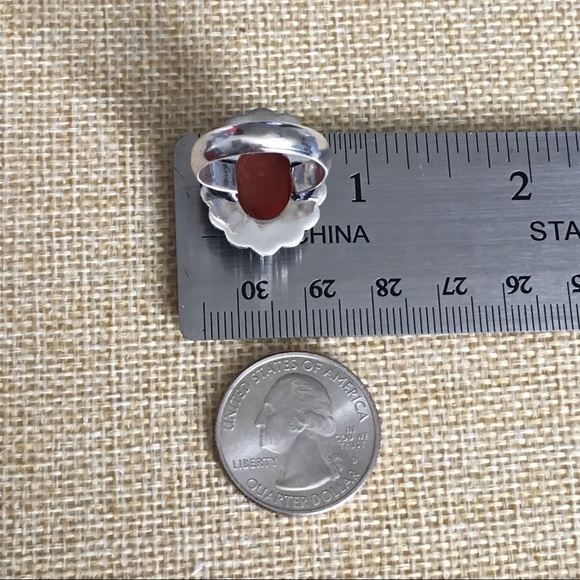 New Red Carnelian Crystal Stone Silver Overlay Ring Size 6.5 - Picture 6 of 8